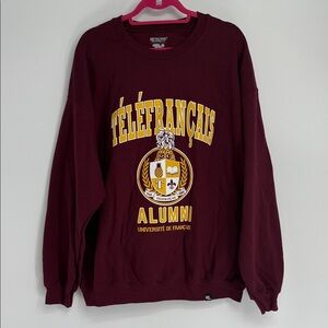 Téléfrançais Alumni XL RetroKid Canadian TV Nostalgia Burgundy Crewneck